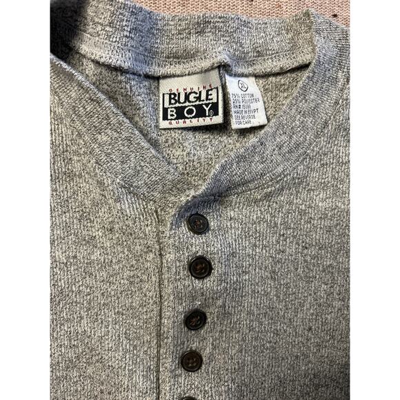 Bugle Boy Henley Men’s XL Gray Vintage Grunge Indi Granola Y2K - Picture 2 of 5
